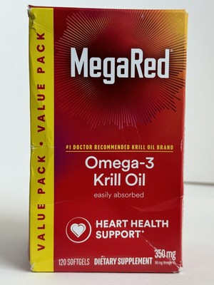 MegaRed Omega-3 Krill Oil Softgels 120 Count Heart Health