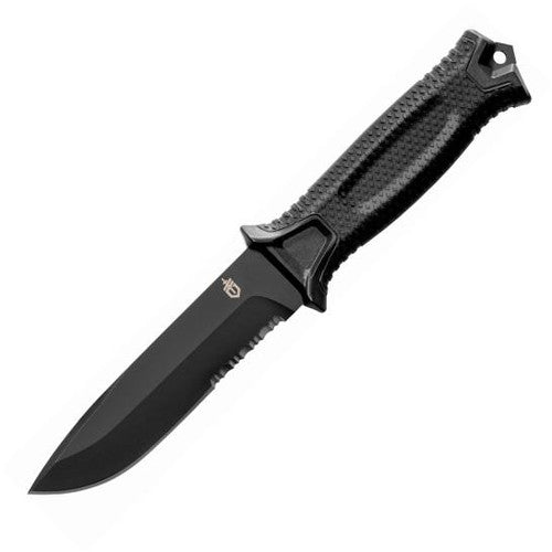 Gerber Gear StrongArm - Fixed-Blade Camping & Hunting Knife with Striking Pommel & Sheath - Premium Survival Gear - Black, Plain Edge