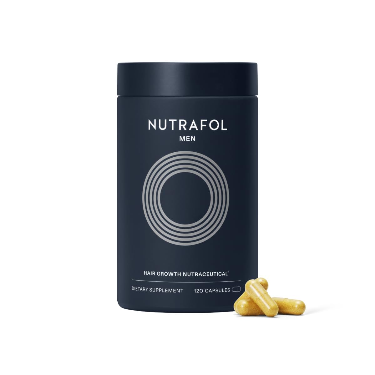 Nutrafol Men's Hair Growth Supplements, Clinically Tested for Visibly Thicker Hair and Scalp Coverage, Dermatologist Recommended 120 capsules - Plastic