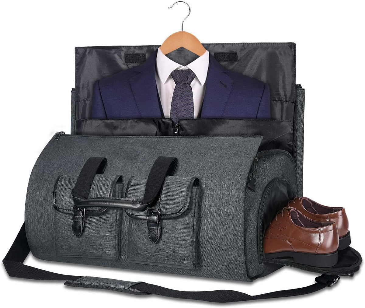 Convertible Garment Duffel Bag with Shoe Compartment – 55L Suit Travel Bag for Men & Women