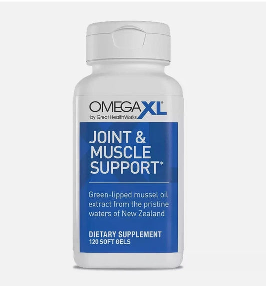 OmegaXL Joint Support Supplement - Natural Muscle Support, Green Lipped Mussel Oil, Soft Gel Pills, Drug-Free, 120 Count