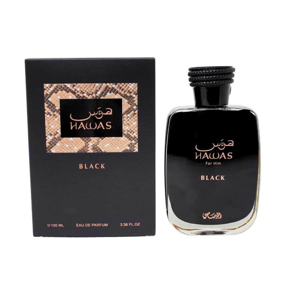 Rasasi Hawas Black EDP 3.38oz 100ml for Men Wood Fragrance Spray