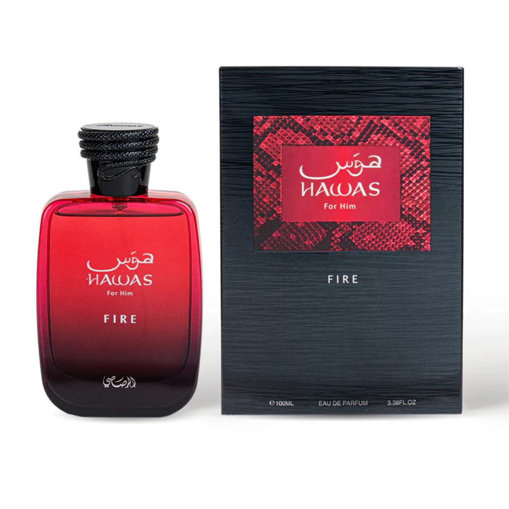 RASASI Hawas Fire Eau De Parfum Spray Bold Long Lasting Arabian Perfume For Men With A Fierv Essence – 3.4 oz / 100 ml