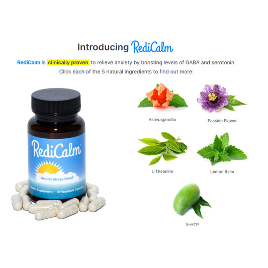 RediCalm - Natural Stress Relief Supplement - Non-GMO, Vegan, Gluten (30 cap)