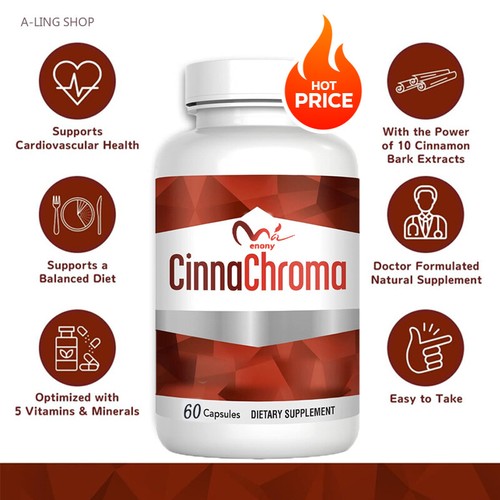 CinnaChroma Blood Sugar Support Supplement - Cinnamon Capsules with Chromium Picolinate Plus Vitamin D3 and K2