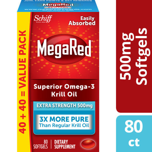 MegaRed Omega-3 Fish Oil 6X Absorption 500mg 80 Softgel