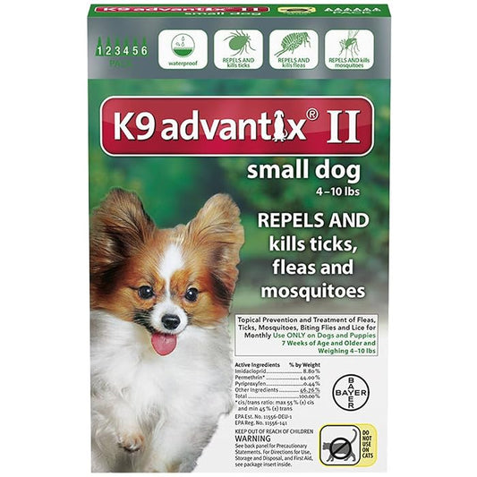 K9 Advantix II Flea Medicine Small Dog 6 Month Supply Pack K-9 4-10 lbs