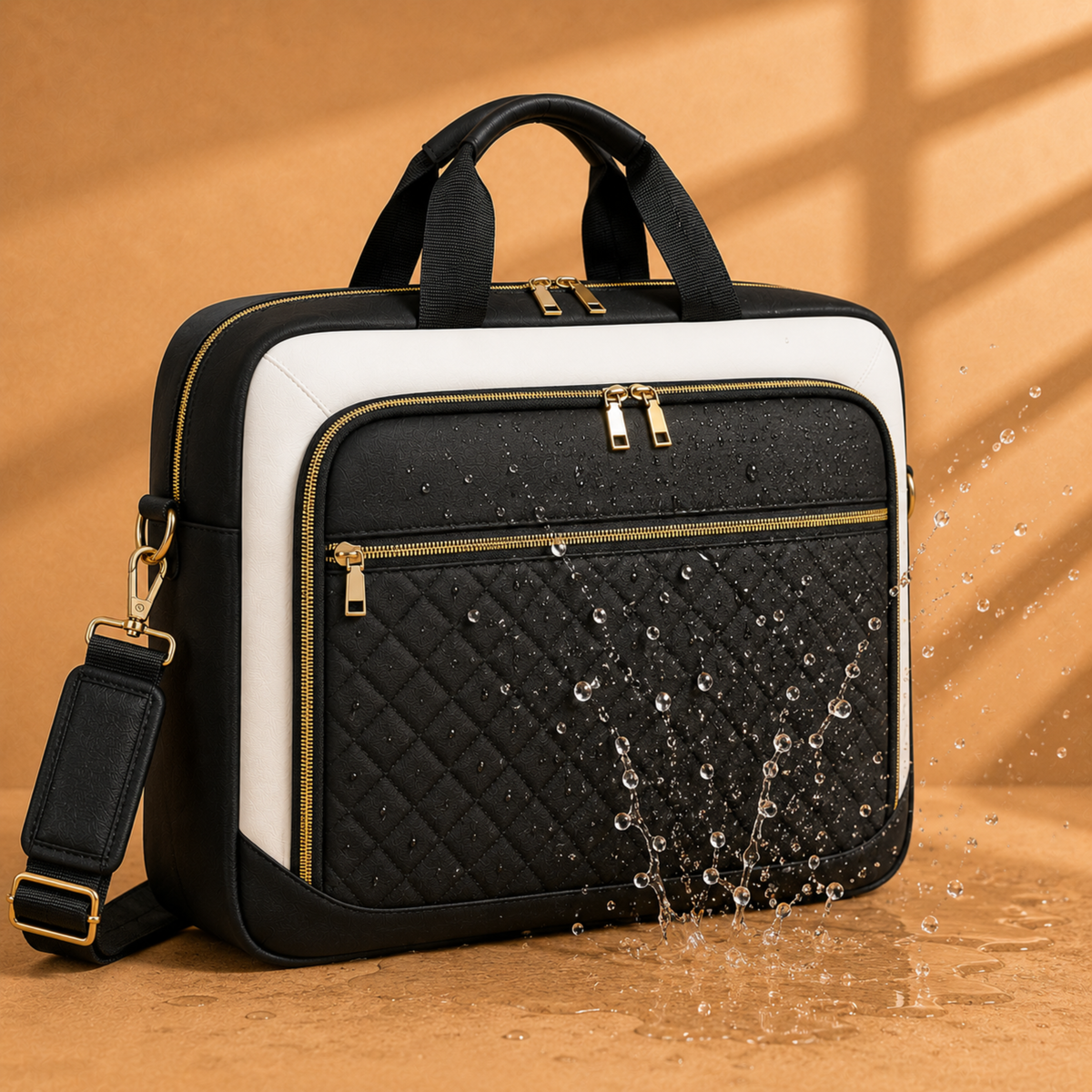 Quilted Laptop Work Tote – Elegant Multi-Compartment Office Bag