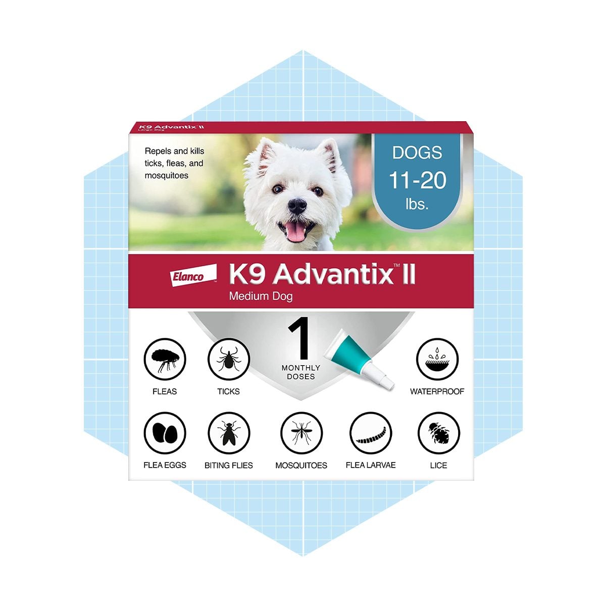 K9 Advantix II Flea and Tick Treatment for Medium Dogs 11-20lbs ,6 Doses