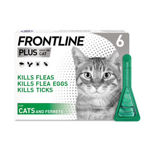 FRONTLINE Plus Flea and Tick Treatment for Cats over 1.5 lbs., 6 Treatments NEW
