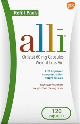 Diet Weight Loss Supplement Pills, Orlistat 60 mg Capsules, 120 Count