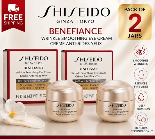 SHISEIDO BENEFIANCE Wrinkle Anti-Aging Smoothing Eye Cream 0.51 oz / 15 ml (2 pack)