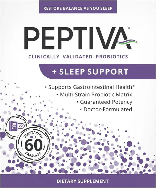 Peptiva 26 Billion CFU Probiotic & Sleep Support - Clinically Validated Multi-St (60 CAPSULES)