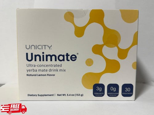 Unicity Unimate Lemon Drink Mix 30 Sachets–Energy & Metabolism Support