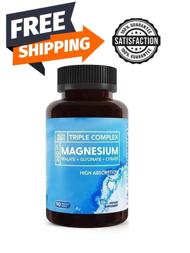 Triple Magnesium Complex | 300mg of Magnesium Glycinate, Malate, & Citrate for Muscles, Nerves, & Energy | High Absorption | Vegan, Non-GMO