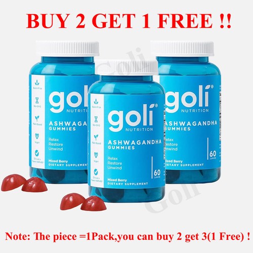 Goli Nutrition Ashwagandha Gummies, Mixed Berry Flavor, 60 Ct
