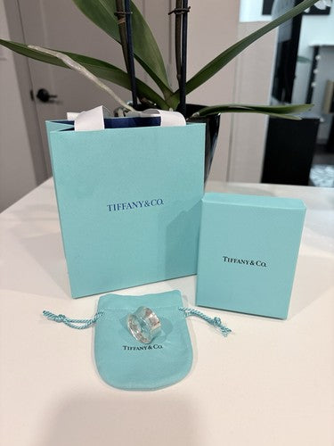 Tiffany & Co. 1837 Wide Band Ring Sterling Silver Size 12 w/ Box & Pouch