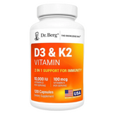 Dr. Berg Vitamin D3 K2 w/ MCT Oil 10,000 IU D3 100mcg K2 120 Capsules Supplement